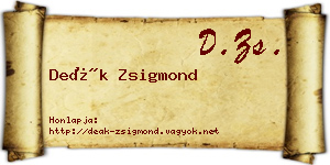 Deák Zsigmond névjegykártya